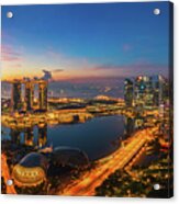 Singapore City And Sunrise Acrylic Print