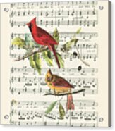 Singing Cardinals, Vintage Sheet Music Acrylic Print