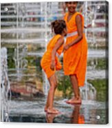 Sisters In The Waterpark Acrylic Print