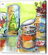 Sketch Of Winter Decorative Jars Acrylic Print
