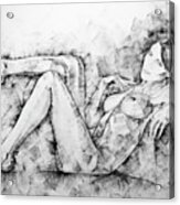 Sketchbook Page 46 Drawing Woman Classical Sitting Pose Acrylic Print