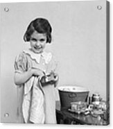 Smiling Girl Drying Toy Pots, C.1930-40s Acrylic Print
