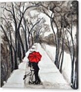 Snow Kiss Romantic Painting Acrylic Print