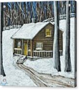 Snow On Cabin Acrylic Print