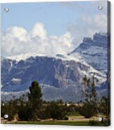 Snow On Superstitions Acrylic Print