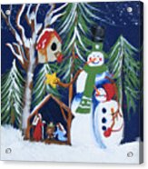 Snowmen With Creche Acrylic Print