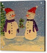 Snow-people At Christmas Acrylic Print