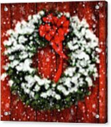 Snowy Christmas Wreath Acrylic Print