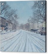 Snowy Day On Main Street, Sag Harbor Acrylic Print