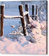 Snowy Fence Line Acrylic Print
