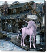 Snowy Unicorn Acrylic Print