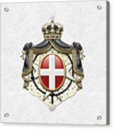 Sovereign Military Order Of Malta Coat Of Arms Over White Leather Acrylic Print