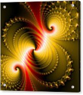Spirals Yellow And Red With Glossy Metal Effect Acrylic Print