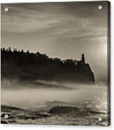 Split Rock Lighthouse Emerging Fog Acrylic Print