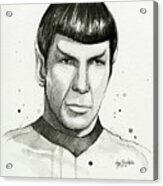 Spock Watercolor Portrait Acrylic Print