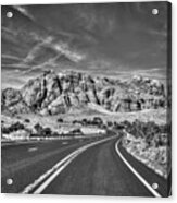 Standing In The Road B W Grand Canyon Butte Page Arizona Art Acrylic Print