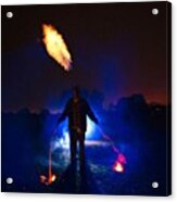 #standup
#notphotoshop #fire #silho Acrylic Print