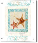 Starfish Greek Key Pattern W Swirls Acrylic Print