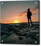 Staring At Sunset - Skerries, Ireland - Color Street Photography Acrylic Print