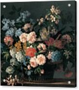 Still Life With Basket Of Flowers Acrylic Print