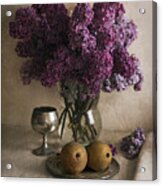Still Life With Pears And Fresh Lilac Acrylic Print
