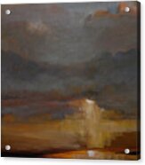 Stormy Waterscape Sunset Seascape Marsh Painting Acrylic Print