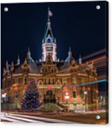 Stratford City Hall During The Holidays Acrylic Print