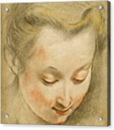 Study Of The Head Of A Young Woman Looking Down To The Right Acrylic Print