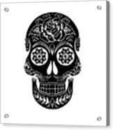 Sugar Skull Day Of The Dead Black Ink Acrylic Print