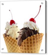 Summer Chocolate And Vanilla Ice Cream Wafer Cones. Acrylic Print