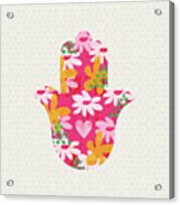 Summer Garden Hamsa- Art By Linda Woods Acrylic Print