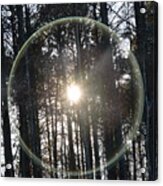 Sun Or Lens Flare In Between The Woods -georgia Acrylic Print