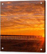 Sun Rising At Port Aransas Pier Acrylic Print