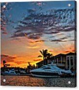 Sunrays Sunset Over Huntington Harbour Acrylic Print