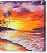 Sunset At Kapalua Bay Acrylic Print