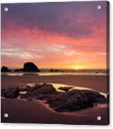 Sunset At Ruby Beach Acrylic Print