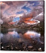 Sunset Cloudscape Over Garnet Lake And Banner Peak Detail - Sierra Acrylic Print
