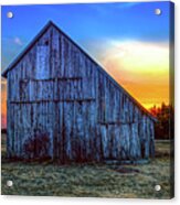 Sunset Over Old Barn Rudyard Michigan -9120 Acrylic Print