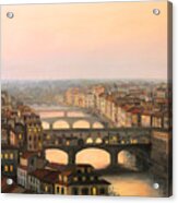 Sunset Over Ponte Vecchio In Florence Acrylic Print