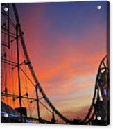 Sunset Over Roller Coaster Acrylic Print