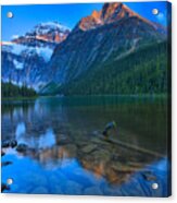 Sunset Reflections In Cavell Lake Acrylic Print