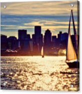Sunset Sailing On Boston Harbor Acrylic Print