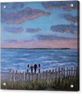 Surf Drive Beach Sunset With The Family Acrylic Print