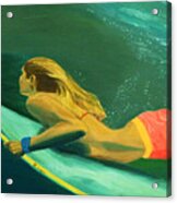 Surfer Girl Duck Dive Acrylic Print