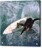 Surfing At Steamer Lane, Santa Cruz, California Acrylic Print