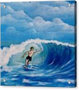 Surfing On The Waves Acrylic Print