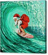 Surfing Santa Acrylic Print