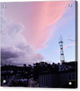 Sutro Tower With Purple Clouds Acrylic Print