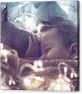 Sweet Baby Sleeping With Soft Toy Acrylic Print
