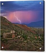 Sycamore Canyon Lightning With Little Daisy Acrylic Print